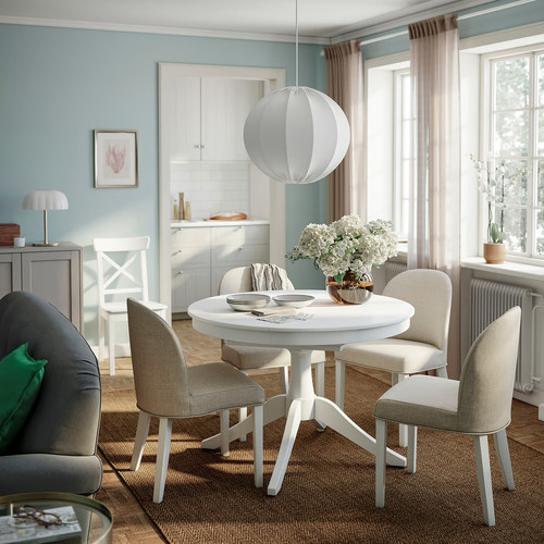 ROSENTORP / ROSENTORP Table and 4 chairs, white/Kilanda light beige white, 110/155 cm