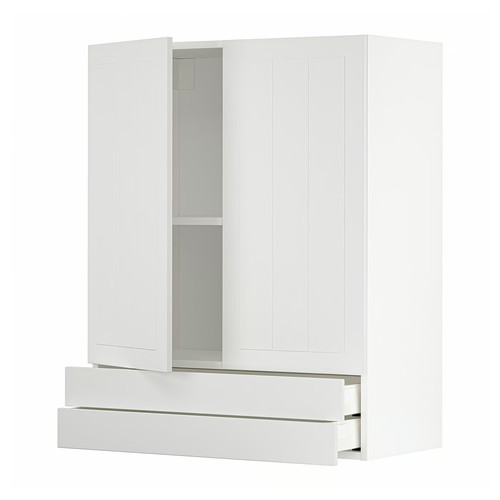 METOD / MAXIMERA Wall cabinet w 2 doors/2 drawers, white/Stensund white, 80x100 cm
