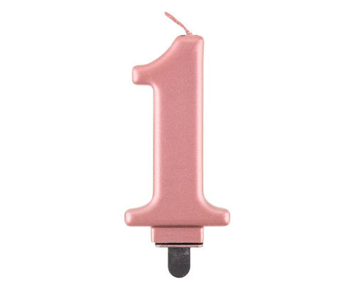 Birthday Candle 1 Metallic 8cm, pink-gold