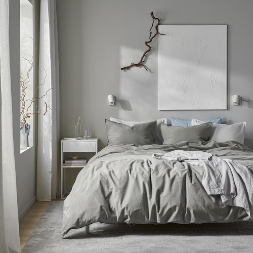 ÄNGSLILJA Duvet cover and pillowcase, grey, 150x200/50x60 cm