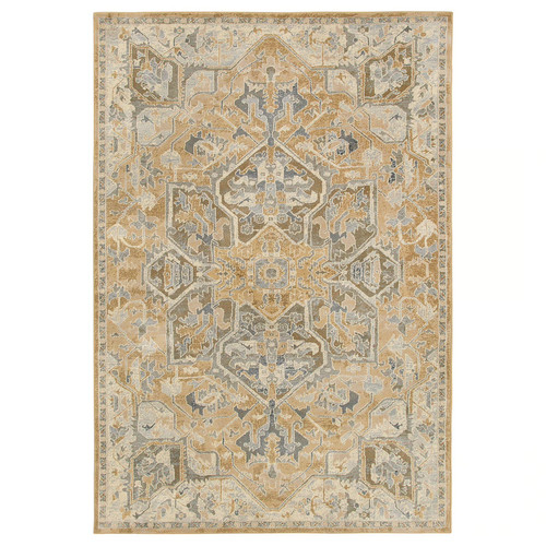 JÄRNVÄG Rug, low pile, ornament pattern beige/dark beige, 133x195 cm