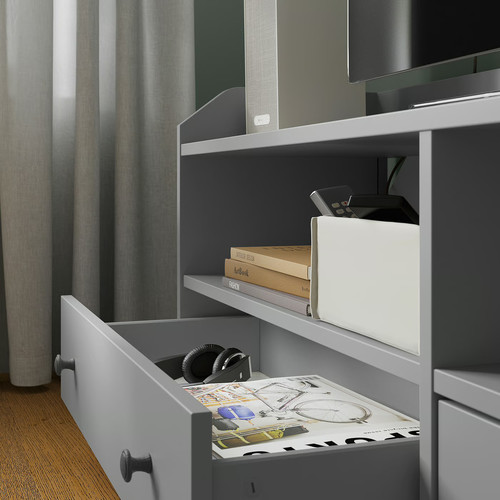 HAUGA TV/storage combination, grey, 276x46x116 cm