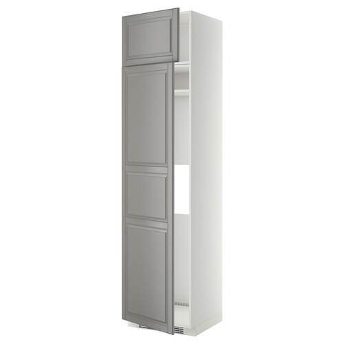 METOD Hi cab f fridge or freezer w 2 drs, white/Bodbyn grey, 60x60x240 cm