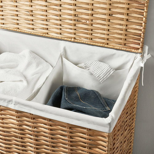 NATTGIBBA Laundry basket, willow/handmade, 100 l
