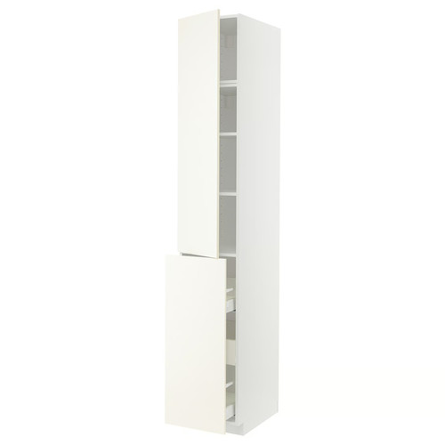 METOD / MAXIMERA Hc w p-o func 3drw/1dr/2shlv, white/Vallstena white, 40x60x240 cm