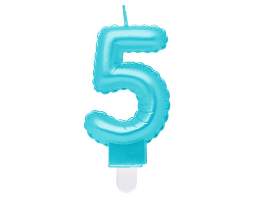 Birthday Candle 5, pearl blue