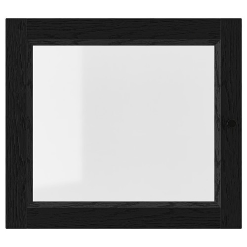 OXBERG Glass door, black oak effect, 40x35 cm