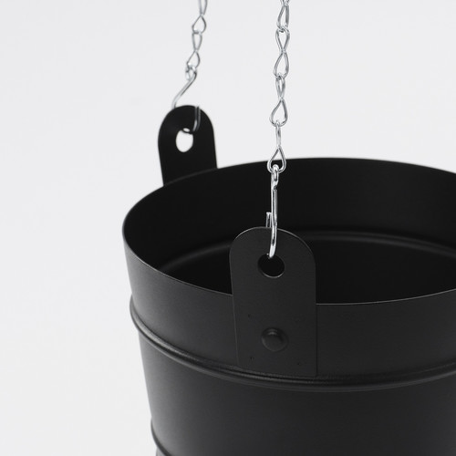 PÄRLRÖNN Hanging planter, in/outdoor/black, 15 cm