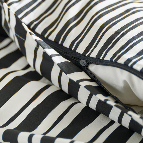 NATTHÄGER Duvet cover and pillowcase, black white/zebra, 150x200/50x60 cm
