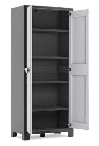 Outdoor/Workshop High Cabinet, Multi-use, XL tall, black-grey
