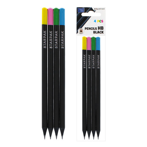 Starpak Pencil with Eraser HB Black 4pcs