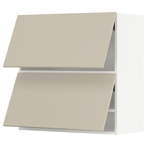 METOD Wall cabinet horizontal w 2 doors, white/Havstorp beige, 80x80 cm