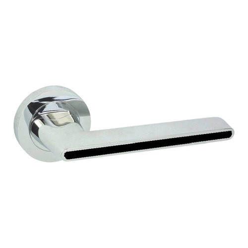 Door Handle Onyx-R, round rose, chrome/black