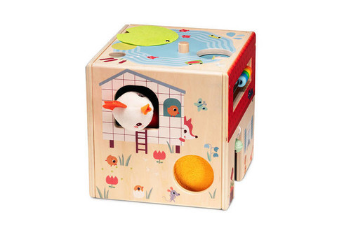 LILLIPUTIENS Wooden Activity Cube - Farm 12m+