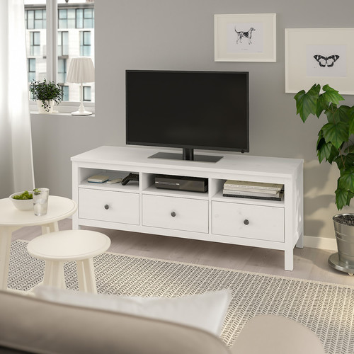 HEMNES TV bench, white stain, 148x47x57 cm
