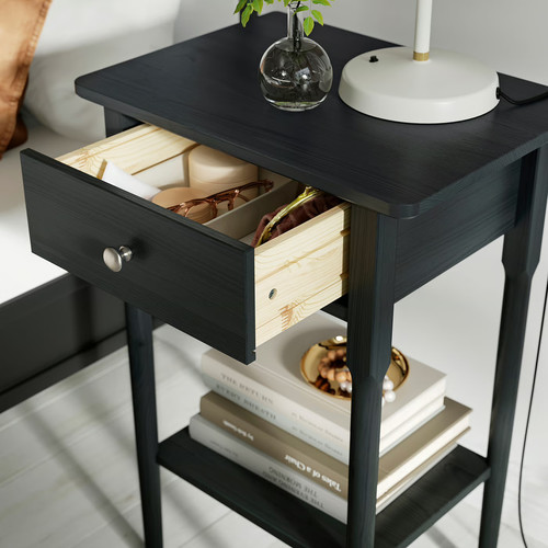 BLÄSTÅSEN Bedside table, black, 50x37x76 cm