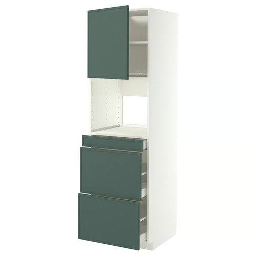 METOD/MAXIMERA Hi cab f micro combi w door/3 drwrs, white/Aspudden dark grey-green, 60x60x200 cm