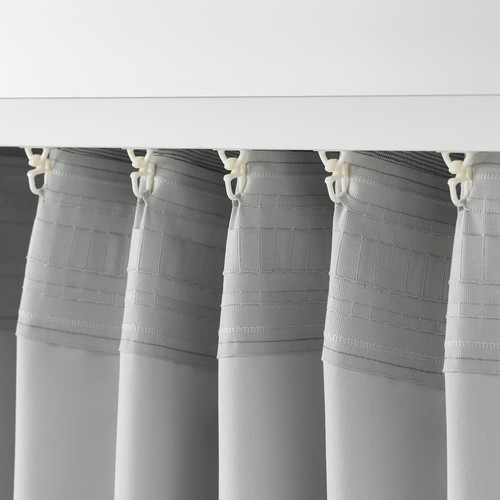 VILBORG Room darkening curtains, 1 pair, grey, 145x300 cm