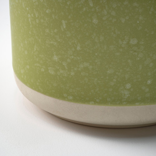 LÖVSKOGSLUND Scented candle in ceramic jar, Apple/bright beige-yellow, 25 hr