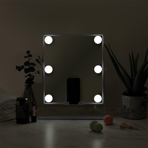 Mirror with LED Lighting, Speaker & Charger