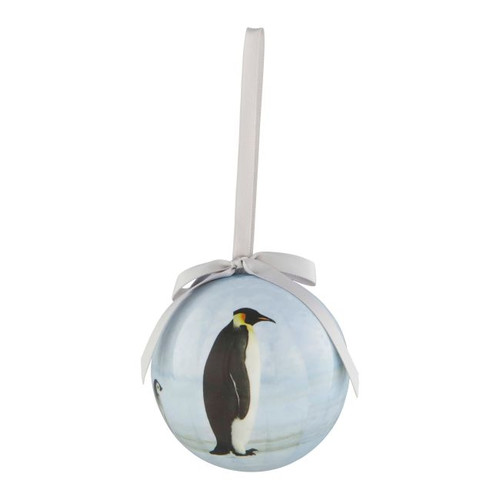 Christmas Bauble Decoupage Penguin 75 mm