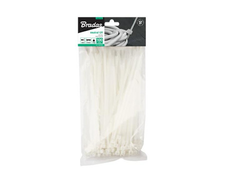 Bradas Cable Tie Neutral, 4.8x550 mm, white, 100-pack