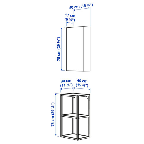 ENHET Wall storage comb w mirror door, white, 40x30x150 cm