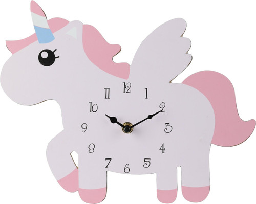 Children's Wall Clock Unicorn, pink/white