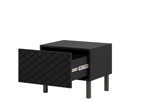 Set of 2 Nightstands Bedside Tables Scalia II 50, matt black, black legs