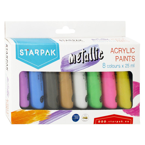 Starpak Metallic Acrylic Paints 8 Colours x 25ml