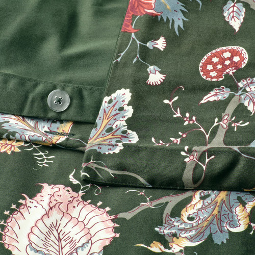 NÄSSELKLOCKA Duvet cover and 2 pillowcases, dark grey-green/multicolour, 200x200/50x60 cm