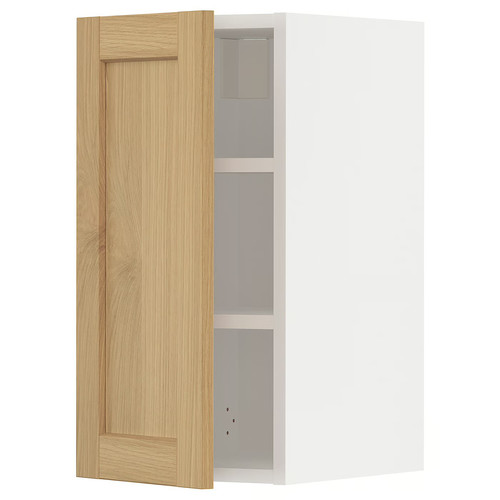 METOD Wall cabinet with shelves, white/Forsbacka oak, 30x60 cm