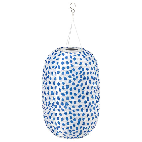 SOLVINDEN Pendant lamp, spotted solar-powered/blue, 43 cm