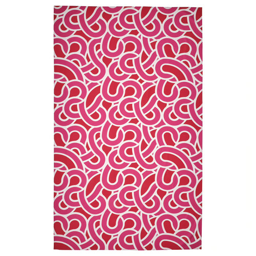 SÖTRÖNN Tablecloth, patterned white/bright red bright pink, 145x240 cm