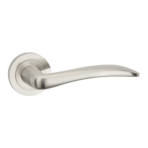 Schaffner Door Handle Mila, round rose, satin nickel