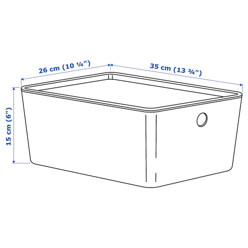 KUGGIS Box with lid, transparent black, 26x35x15 cm