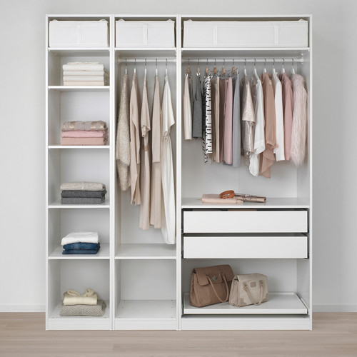 PAX / FARDAL Wardrobe combination, white/high-gloss grey, 200x60x236 cm