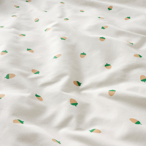 BRUMMIG Fitted sheet, acorn pattern/multicolour, 90x200 cm