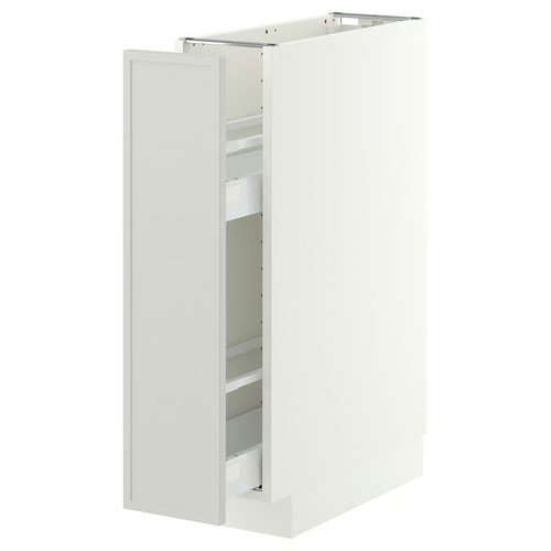 METOD/MAXIMERA Base cabinet/pull-out int fittings, white/Aspudden light grey, 20x60 cm
