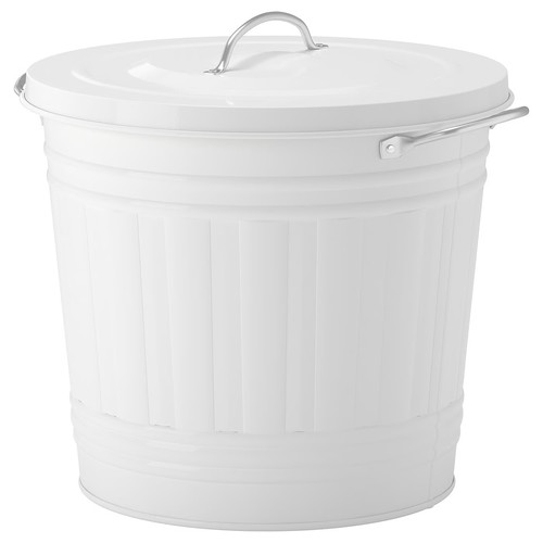 KNODD Bin with lid, white, 16 l