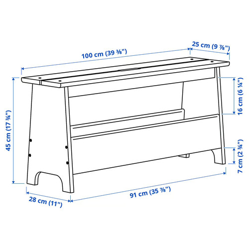 PERJOHAN Bench with storage, pine, 100 cm