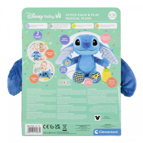Clementoni Disney Baby Stitch Calm and Play Musical Plush 0m+