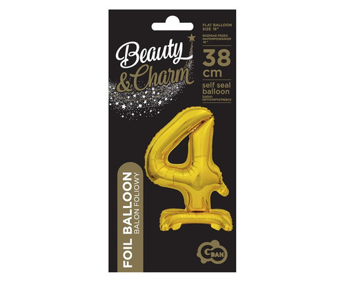 Foil Balloon Number 4 Standing, gold, 38cm