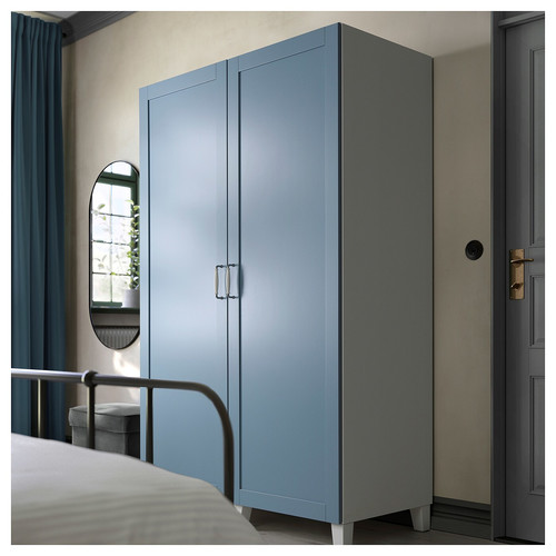 PLATSA Wardrobe with 2 doors, white/Sannidal blue, 120x57x191 cm
