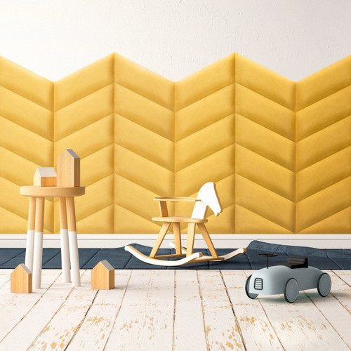 Upholstered Wall Panel Parallelogram Stegu Mollis 15x30cm L, yelllow
