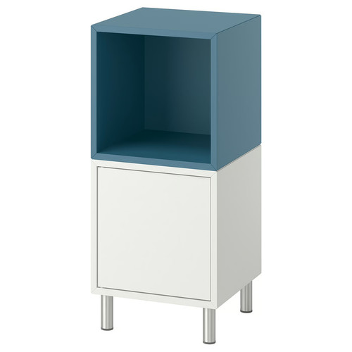 EKET Cabinet combination with legs, white/dark grey-blue, 35x35x80 cm