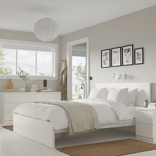 MALM Bedroom furniture, set of 4, white, 140x200 cm