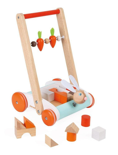 Janod Wooden blocks with cart 3+