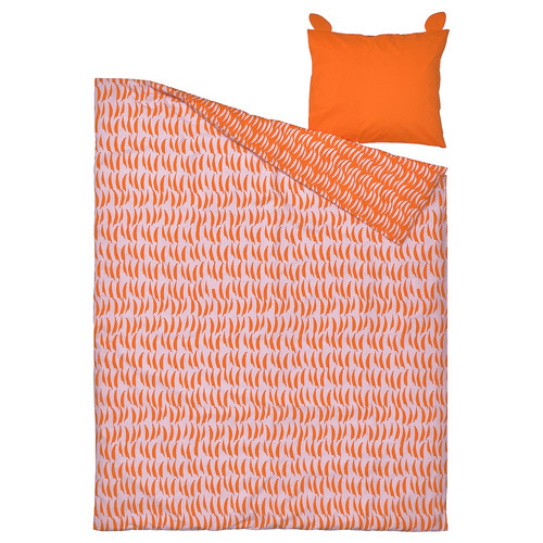 NATTHÄGER Duvet cover and pillowcase, orange/tiger, 150x200/50x60 cm