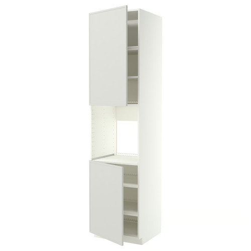 METOD High cab f oven w 2 doors/shelves, white/Aspudden light grey, 60x60x240 cm